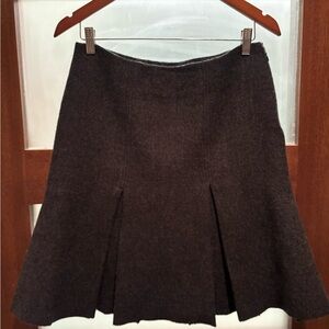 Prada Charcoal Wool Pleated Skirt